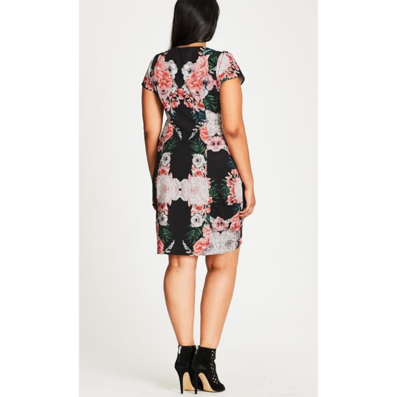 NWT Womens Plus Size 24W Nordstrom City Chic Mirror Floral Print Tunic Dress - Picture 2 of 5
